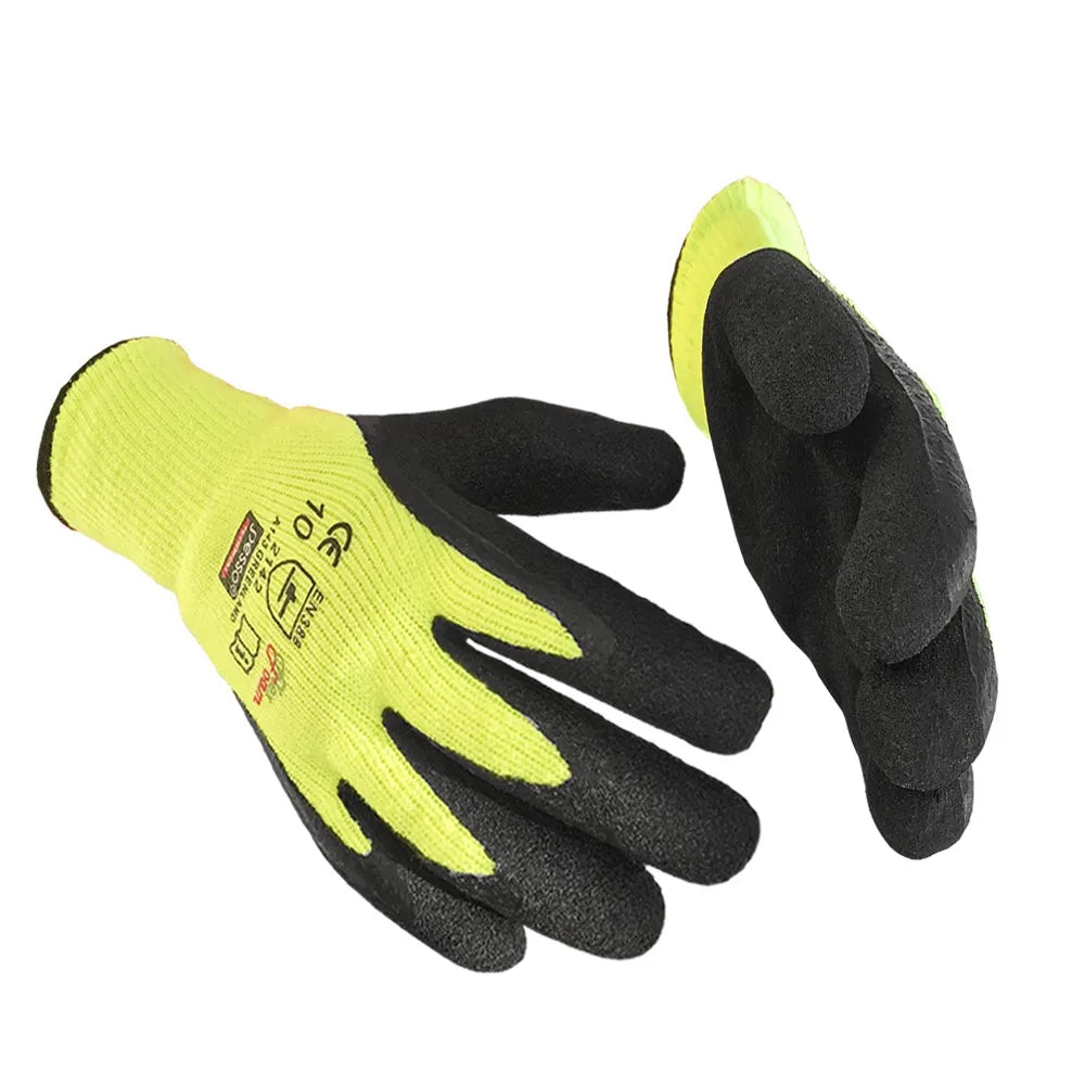 12 PAIRES DE GANTS DE TRAVAIL HIVER EN LATEX PESSO EN 388 EN511, GREENLAND