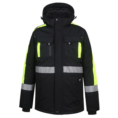 VESTE D'HIVER IMPERMÉABLE NOIR - JAUNE