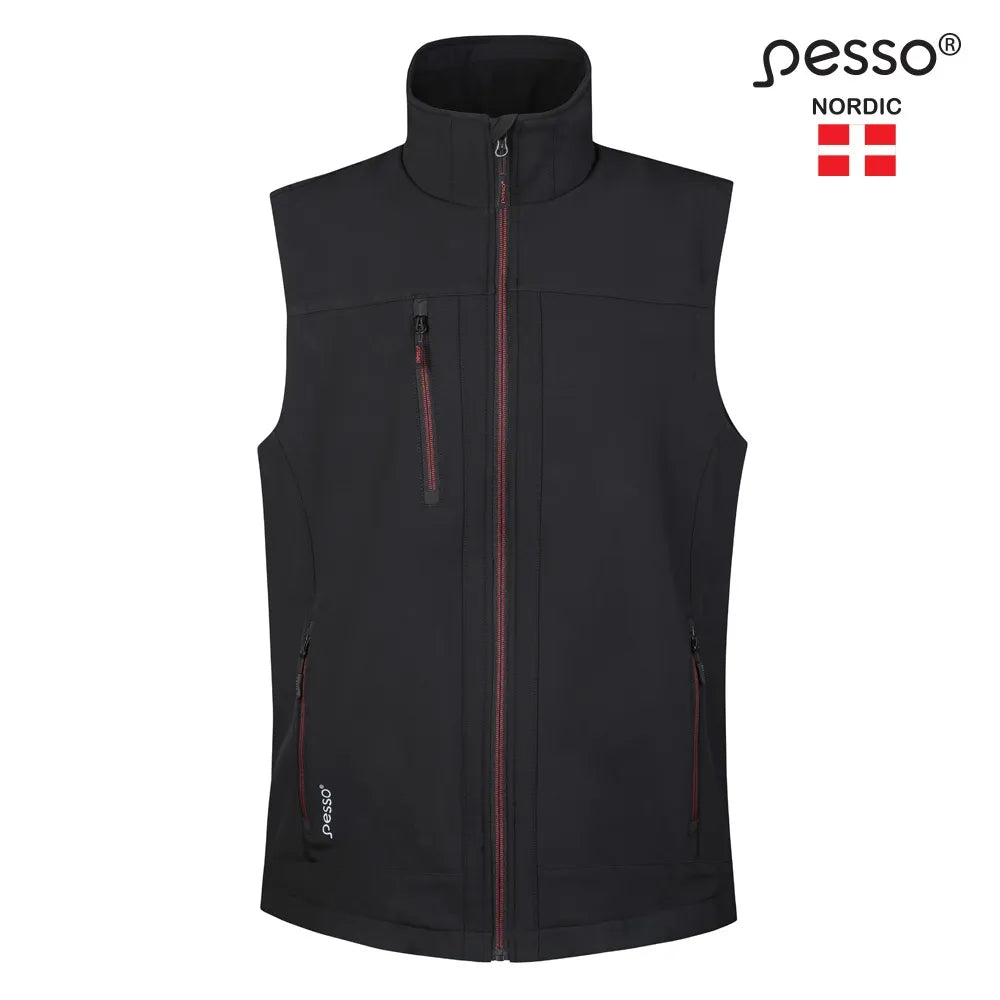 GILET SOFTSHELL PESSO SOFTBLACK, NOIR