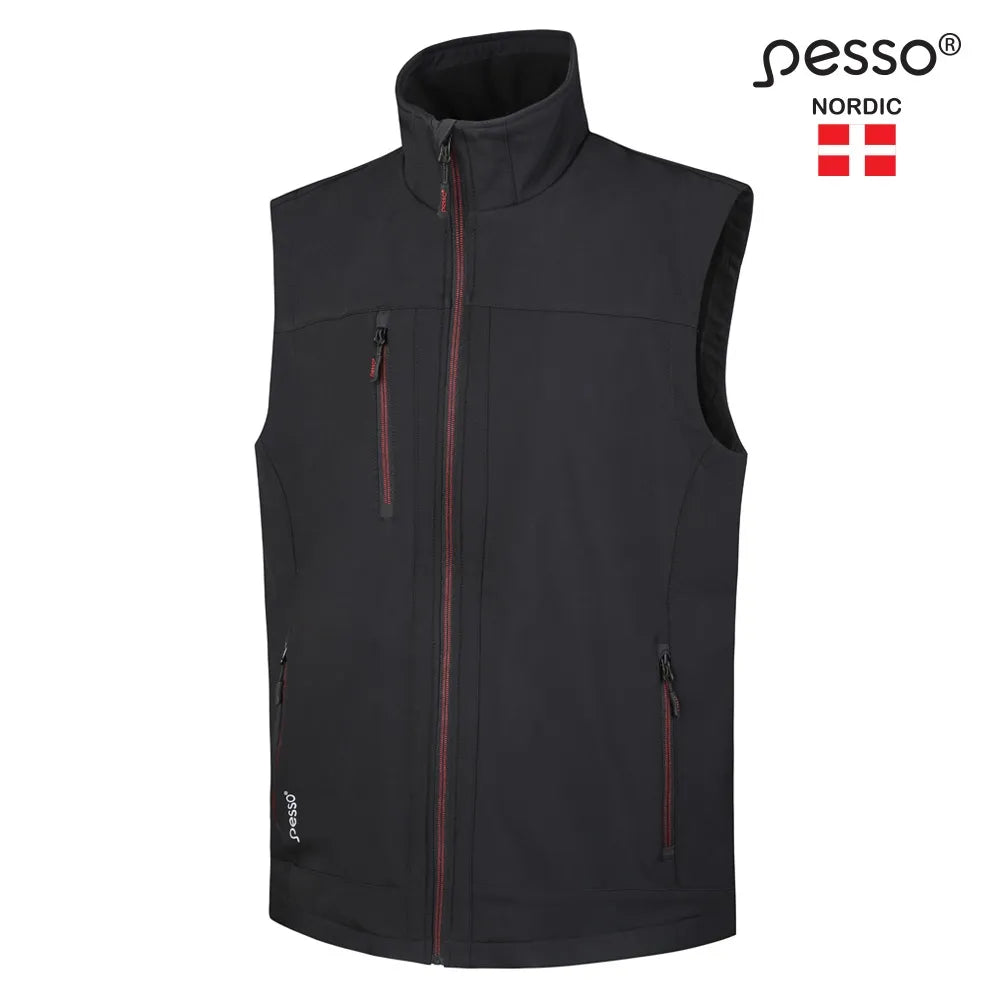 GILET SOFTSHELL PESSO SOFTBLACK, NOIR